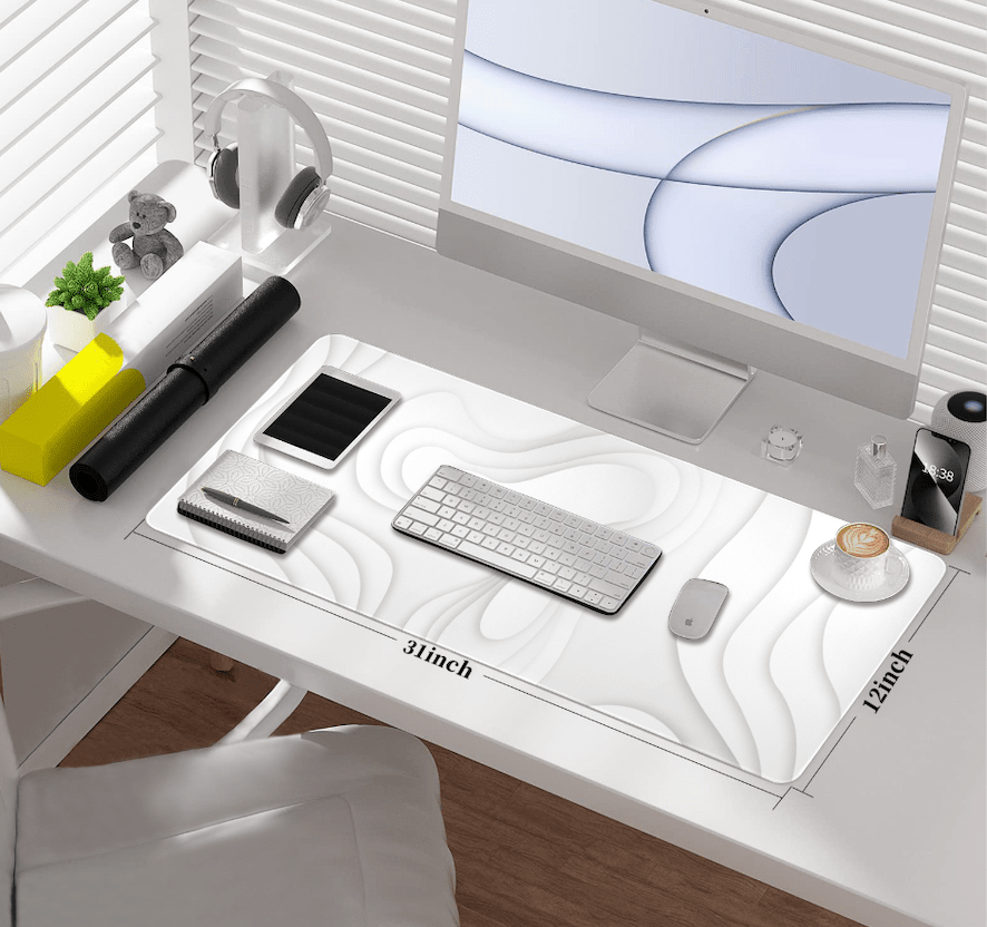 White Monochrome Topographic Mousepad