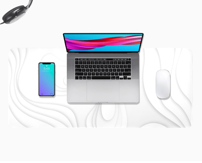 White Monochrome Topographic Mousepad