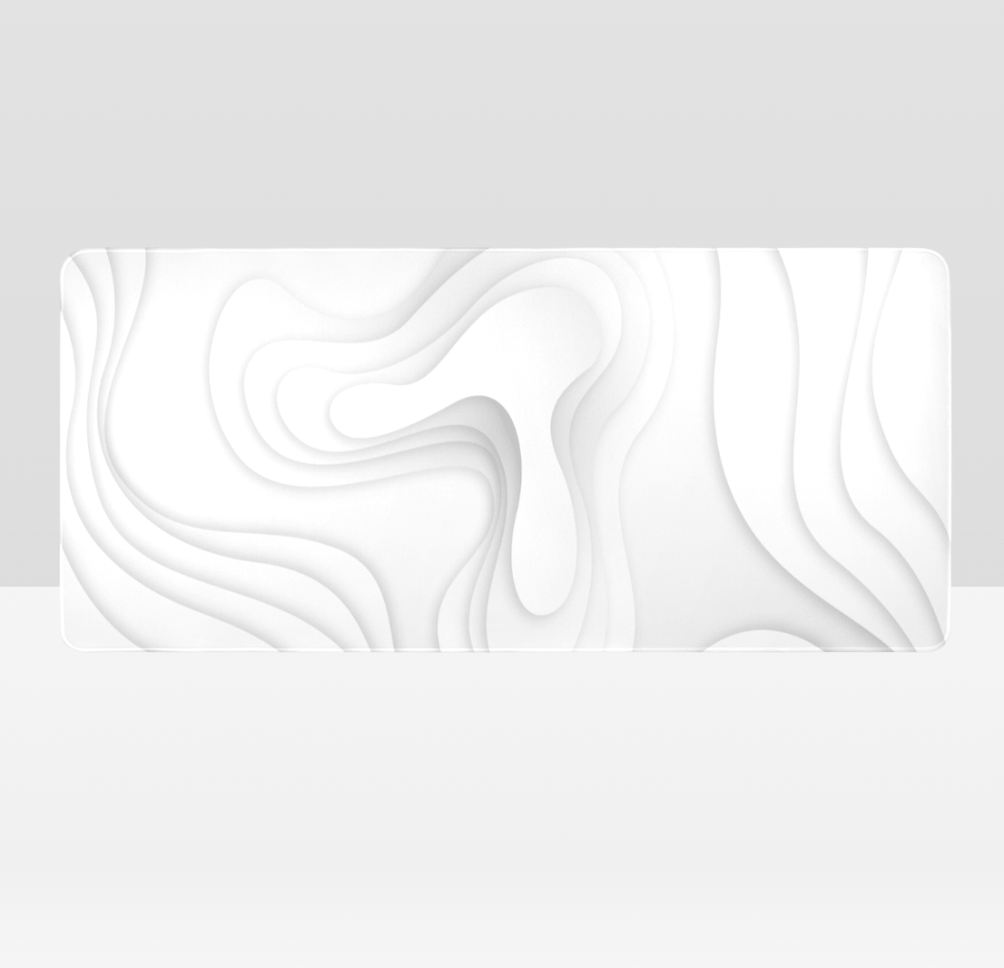 White Monochrome Topographic Mousepad