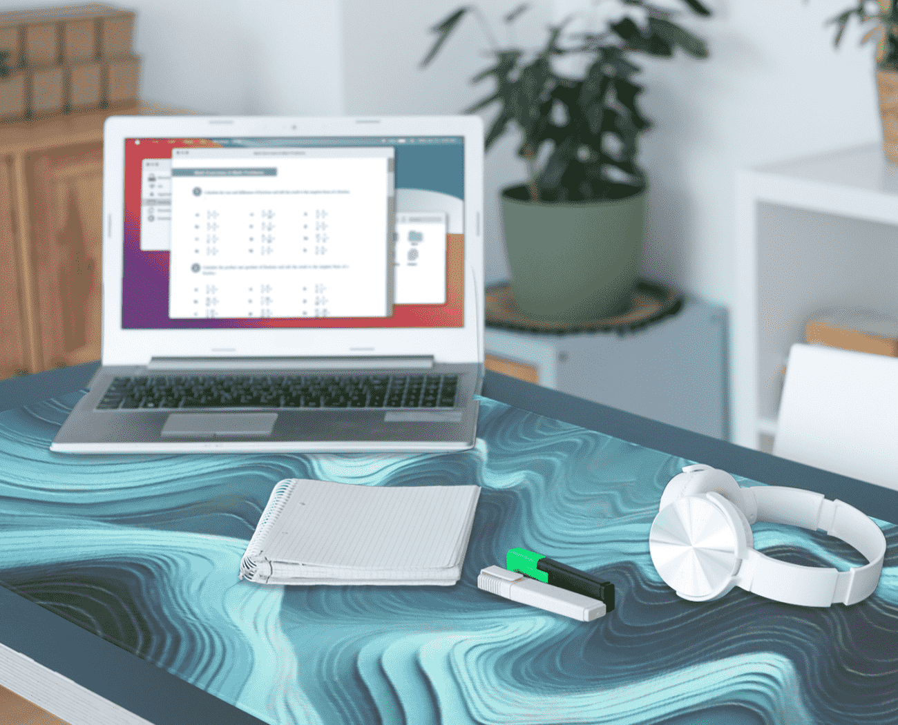Icy Cyan Topo Mousepad