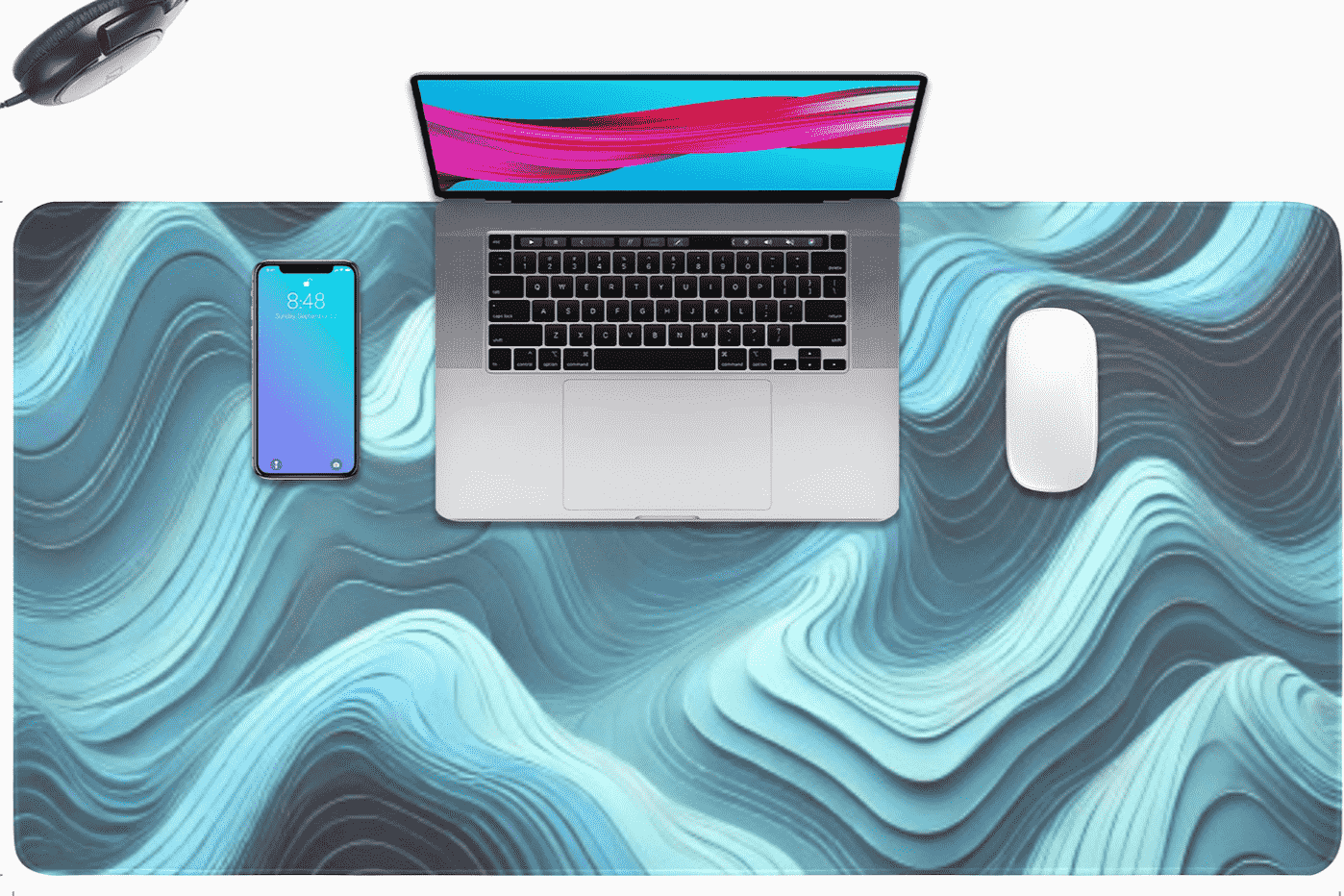 Icy Cyan Topo Mousepad