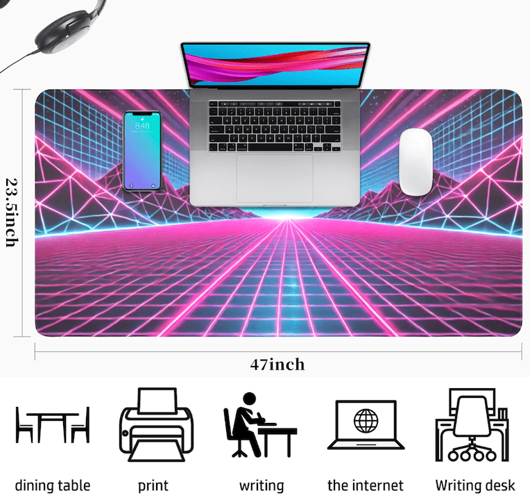 Retro Grid and Neon Mousepad