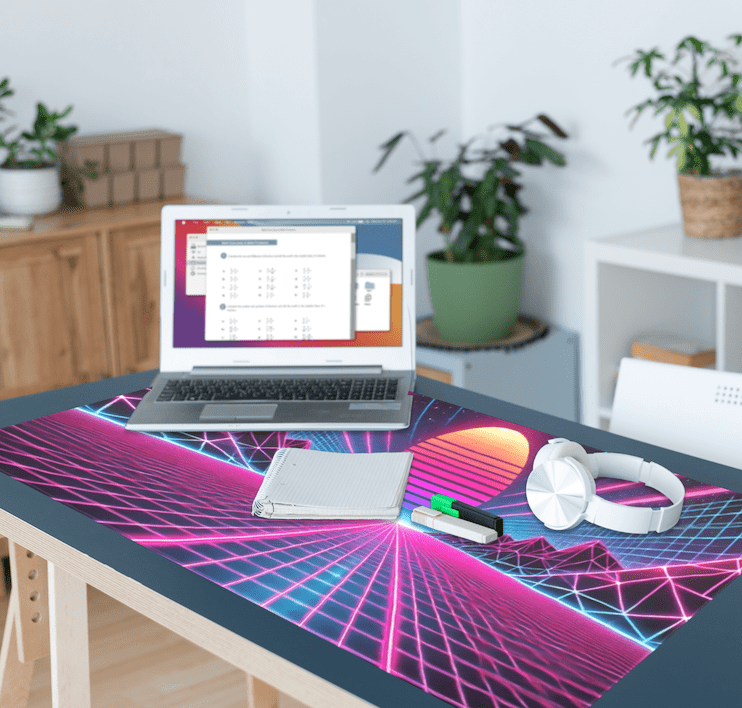 Retro Grid and Neon Mousepad