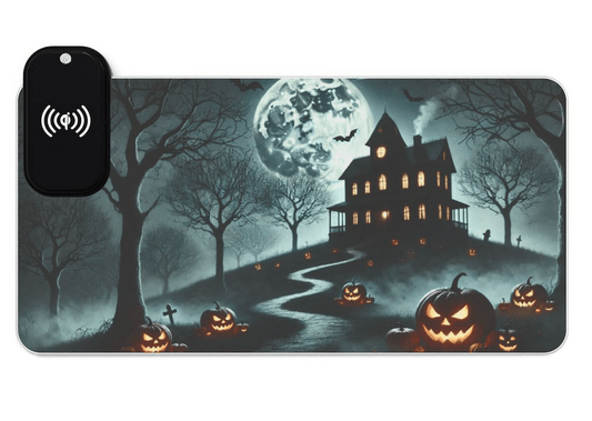 LED RGB Wireless Charging Halloween Design Mousepad